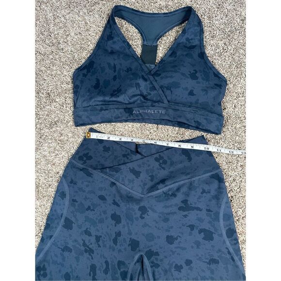 Alphalete Blue Pebble Print Surface Wrap Bra / Core Stride Short 5" Set Size S - Picture 9 of 14